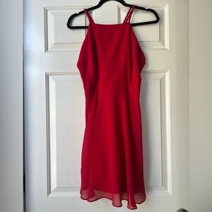Lulu's Vibrant Red One Shoulder Dress